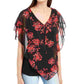 Blusa Popover Floral Bcx Junior Preta - Tamanho P