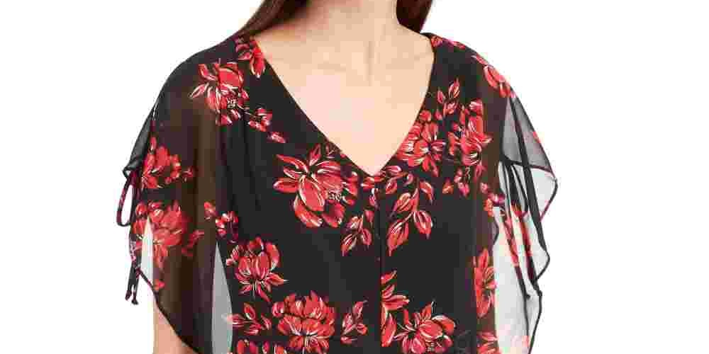 Blusa Popover Floral Bcx Junior Preta - Tamanho P