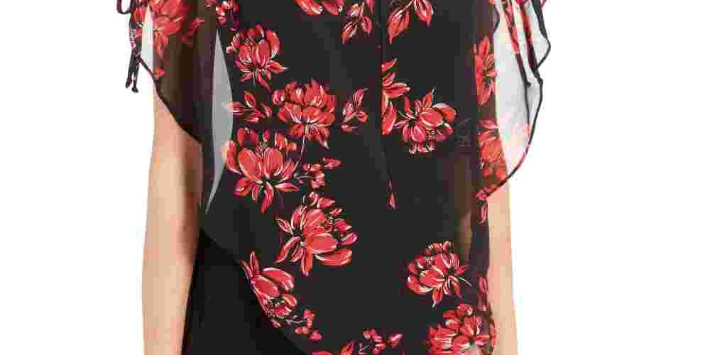 Blusa Popover Floral Bcx Junior Preta - Tamanho P