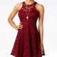 Material Girl Junior's Vestido Skater de Renda Vermelho Tamanho P