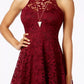 Material Girl Junior's Vestido Skater de Renda Vermelho Tamanho P