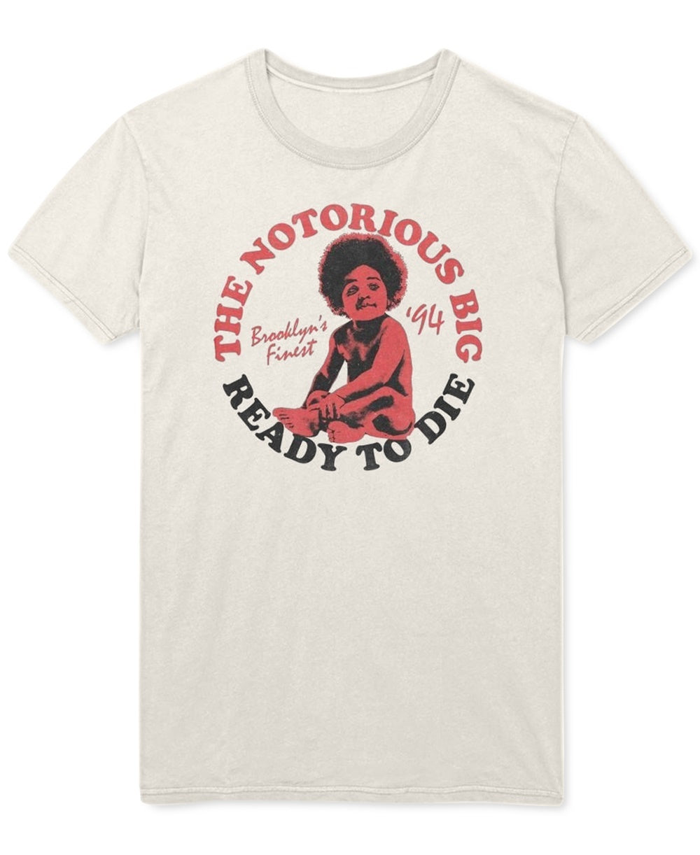Camiseta gráfica masculina Biggie Baby da Merch Traffic, branca, tamanho XX-G