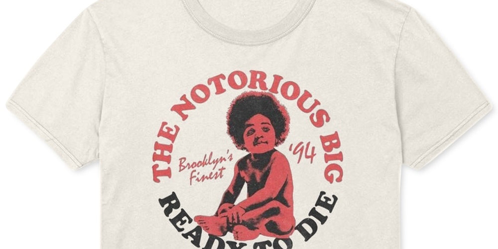 Camiseta gráfica masculina Biggie Baby da Merch Traffic, branca, tamanho XX-G
