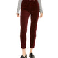 Calça skinny de veludo cotelê feminina OAT, cintura alta, vermelha, tamanho 31