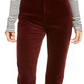 Calça skinny de veludo cotelê feminina OAT, cintura alta, vermelha, tamanho 31