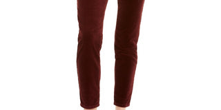 Calça skinny de veludo cotelê feminina OAT, cintura alta, vermelha, tamanho 31