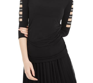 BCX Juniors' Rhinestone-Embellished Ladder-Trim Top Black Size Small