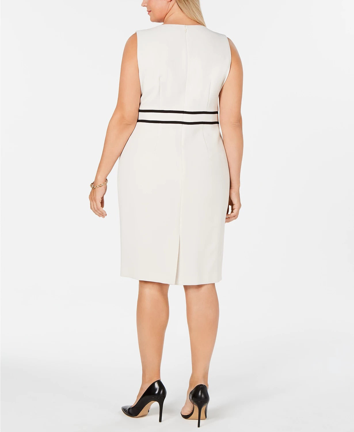 Vestido justo plus size de crepe Kasper feminino, bege, cáqui, tamanho 24W
