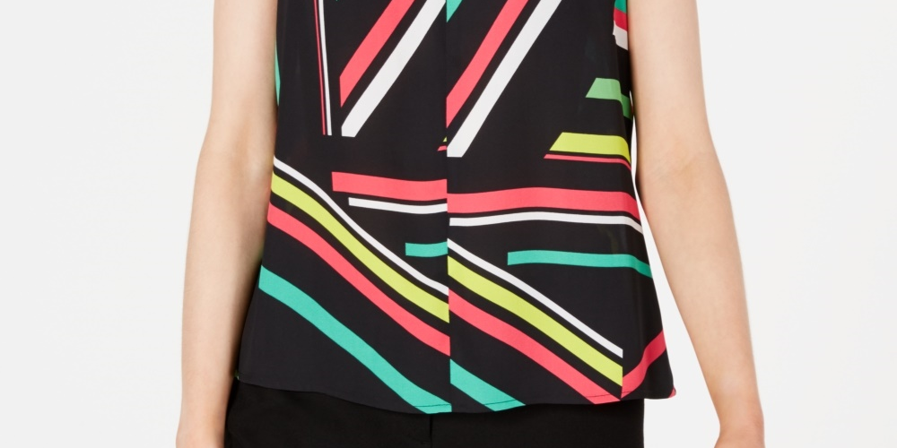 Blusa feminina sem mangas com decote em V Bar III, cor carvão, tamanho médio