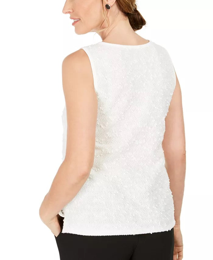 Top texturizado com lantejoulas Kasper feminino, tamanho natural, tamanho extrapequeno