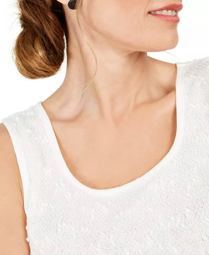 Top texturizado com lantejoulas Kasper feminino, tamanho natural, tamanho extrapequeno