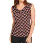 Blusa feminina Kasper preta sem mangas com estampa e gola alta, vermelha, tamanho pequeno