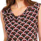 Blusa feminina Kasper preta sem mangas com estampa e gola alta, vermelha, tamanho pequeno