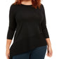 Suéter feminino Anne Klein Plus Size com bainha assimétrica, preto, tamanho 1X