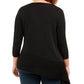 Suéter feminino Anne Klein Plus Size com bainha assimétrica, preto, tamanho 1X