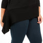 Suéter feminino Anne Klein Plus Size com bainha assimétrica, preto, tamanho 1X