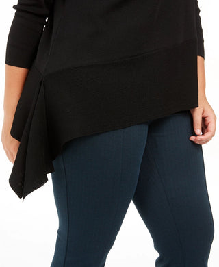 Suéter feminino Anne Klein Plus Size com bainha assimétrica, preto, tamanho 1X