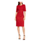 Vestido de festa feminino Anne Klein vermelho com manga 3/4 e comprimento até o joelho, tamanho vinho 8