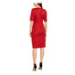 Vestido de festa feminino Anne Klein vermelho com manga 3/4 e comprimento até o joelho, tamanho vinho 8