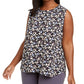 Anne Klein Top feminino plus size Mayfair estampado sem mangas, cor carvão, tamanho 0X