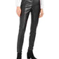 Calça skinny feminina Bar III em couro sintético, preta, tamanho extra grande