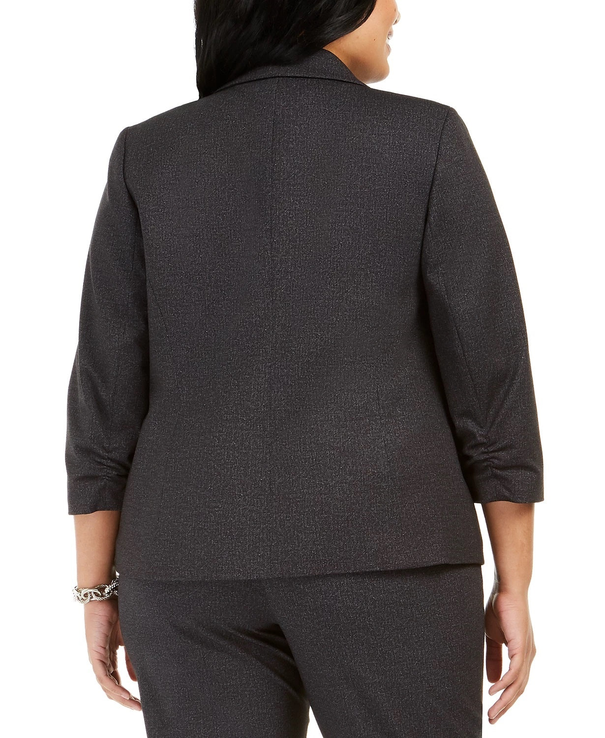 Blazer feminino Kasper com zíper para usar no trabalho, jaqueta, carvão, tamanho 24W