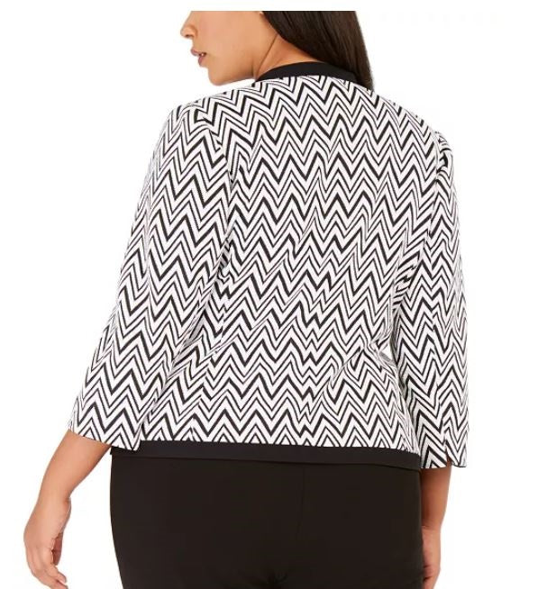 Jaqueta feminina Kasper com zíper e bolso Chevron para usar no trabalho, cor carvão, tamanho 14 W