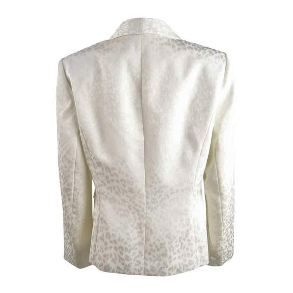 Blazer feminino Kasper com estampa tonal e lapela xale, bege, tamanho 4