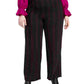 Terno listrado plus size feminino Bar III, calças largas separadas, preto, tamanho 14w