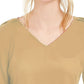 Blusa plissada feminina Bar III com manga sino, amarela, tamanho XX-S