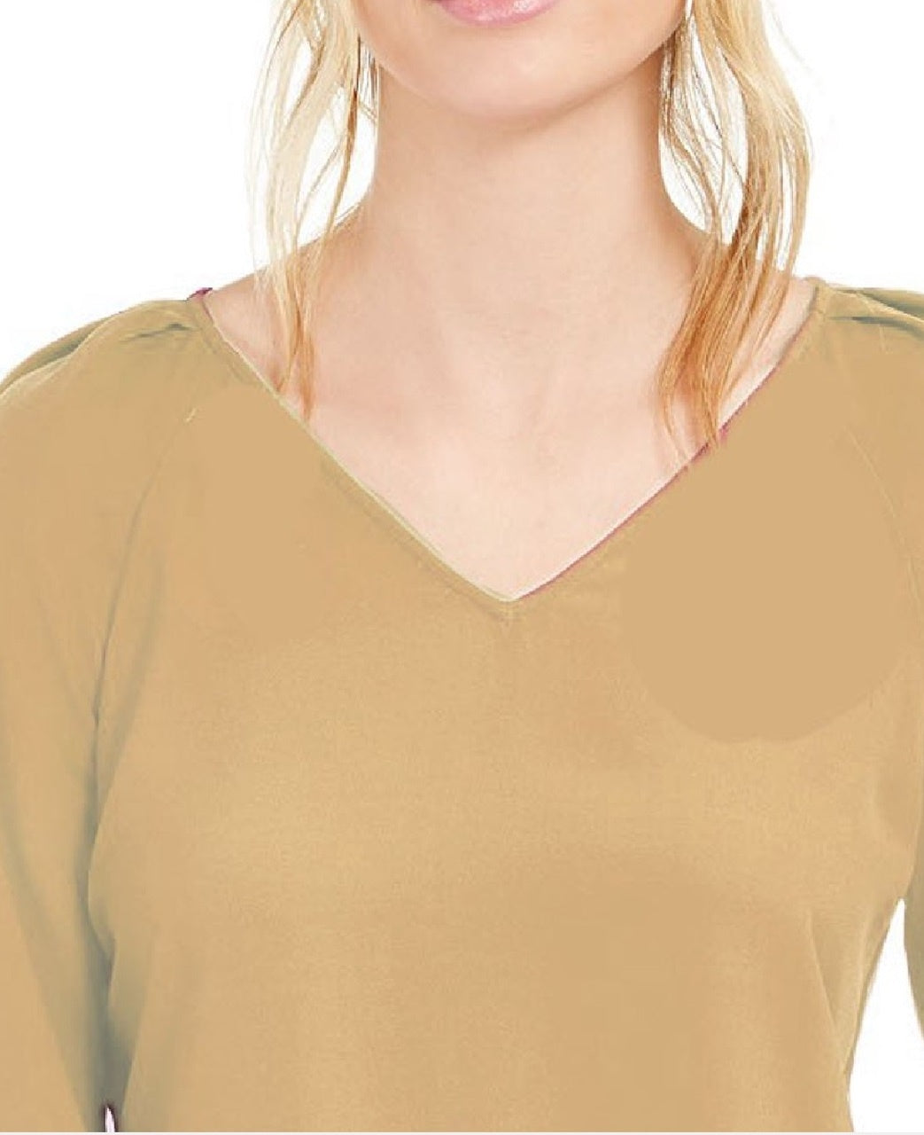 Blusa plissada feminina Bar III com manga sino, amarela, tamanho XX-S