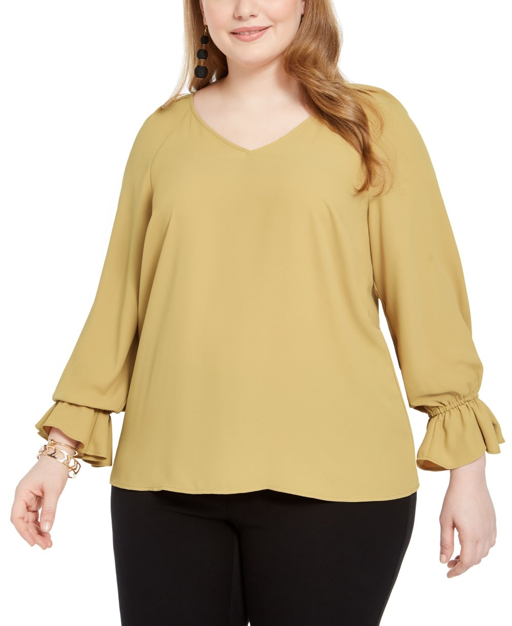 Top Bar III Feminino Trendy Plus Bell Cuff Amarelo Tamanho 2X