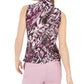 Blusa feminina Bar III com estampa e decote redondo, rosa brilhante, tamanho grande
