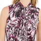Blusa feminina Bar III com estampa e decote redondo, rosa brilhante, tamanho XX-S