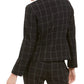 Blazer feminino Kasper Windowpane-Xadrez de um botão, cor carvão, tamanho 6