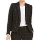 Blazer listrado feminino Kasper para usar no trabalho, jaqueta preta, tamanho 8, pequena