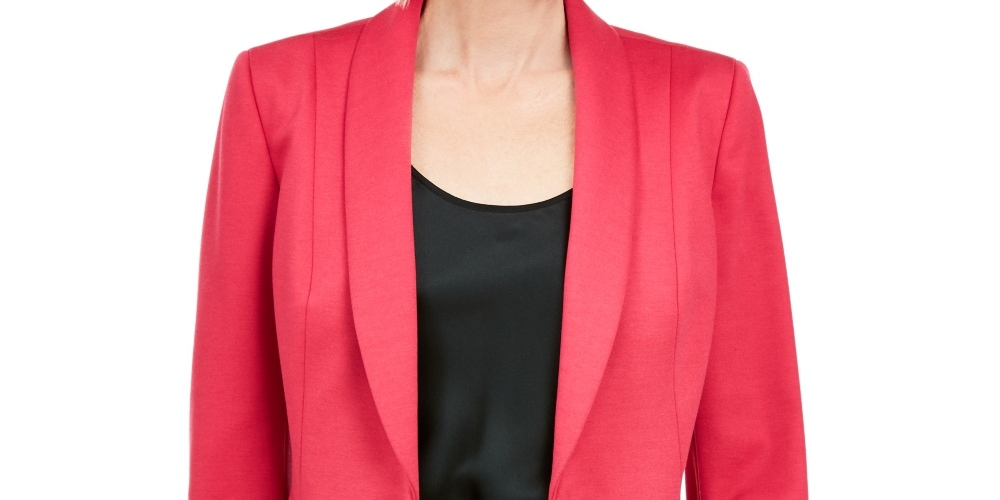 Blazer feminino Kasper com gola xale e botão único, rosa, tamanho 16, pequeno