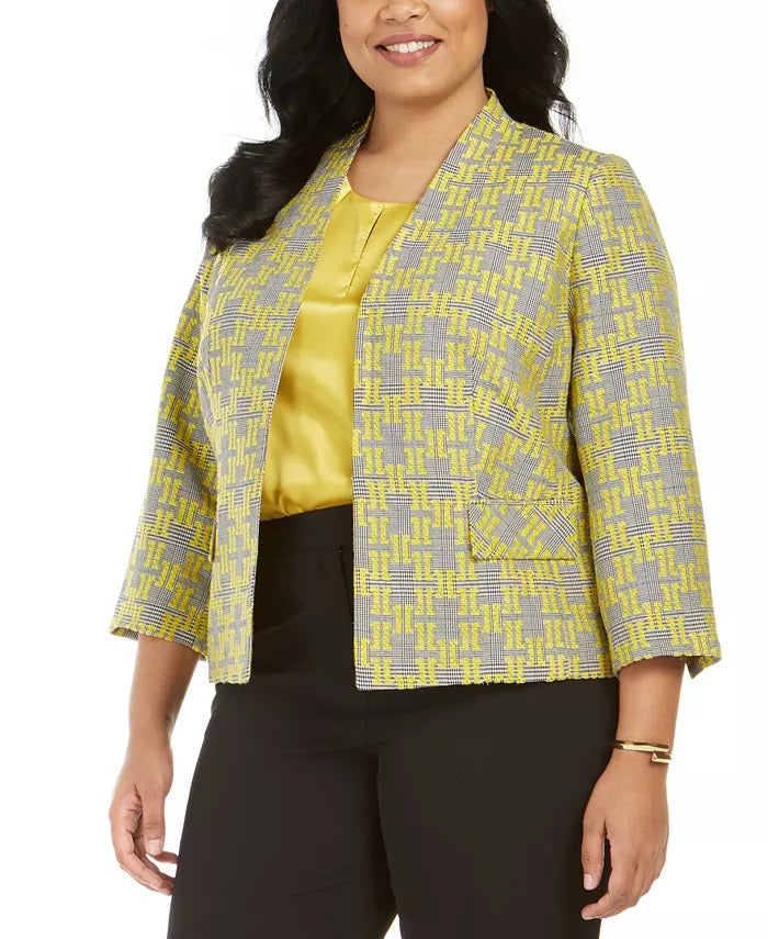 Blazer feminino estampado Kasper amarelo tamanho 14W