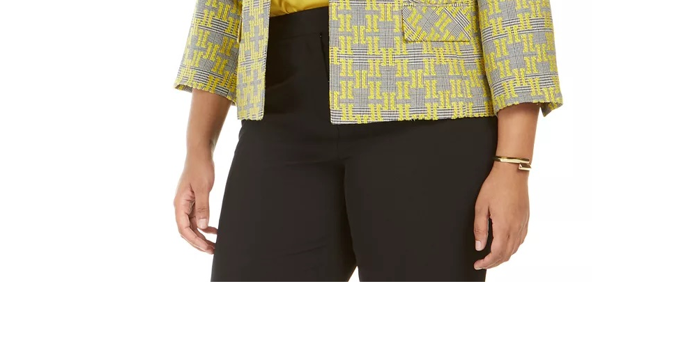 Blazer feminino estampado Kasper amarelo tamanho 14W