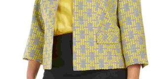 Kasper Women's Printed Blazer Jacket Yellow Size 18W