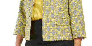 Blazer feminino estampado Kasper amarelo tamanho 16 W