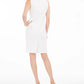 Vestido de coquetel Kasper feminino, branco, texturizado, com zíper, sem mangas, gola alta, acima do joelho, tamanho natural 10