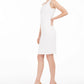 Vestido de coquetel Kasper feminino, branco, texturizado, com zíper, sem mangas, gola alta, acima do joelho, tamanho natural 10