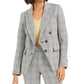 Blazer xadrez falso trespassado Bar III feminino cinza tamanho 4