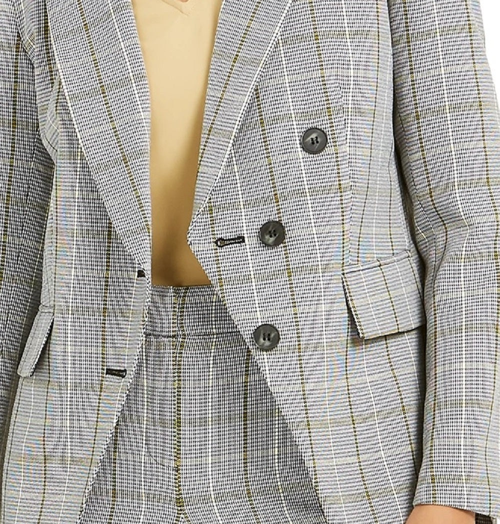 Blazer xadrez falso trespassado Bar III feminino cinza tamanho 4