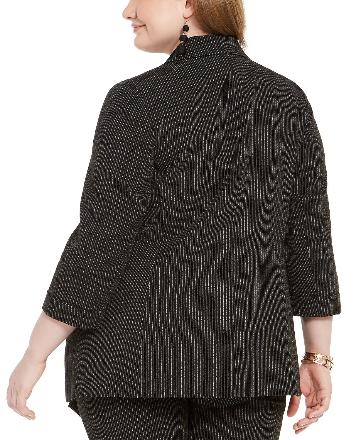 Bar III Blazer listrado plus size feminino da moda, cor carvão, tamanho 2X