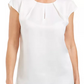Blusa feminina Kasper com decote plissado e fenda, tamanho pequeno e grande, branca