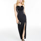 Vestido formal longo com alças finas bordadas BCX feminino, preto, tamanho 11