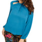 Thalia Sodi Top Feminino com Decote Recortado Azul Tamanho Médio