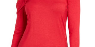 Blusa feminina Thalia Sodi com babados e um ombro só, vermelha, tamanho pequeno